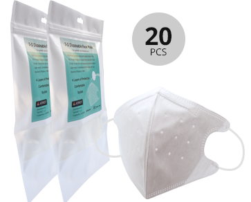 Twin pack of 10 disposable white masks