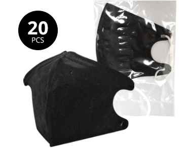 Box of 20 indivdually wrapped, disposable black masks